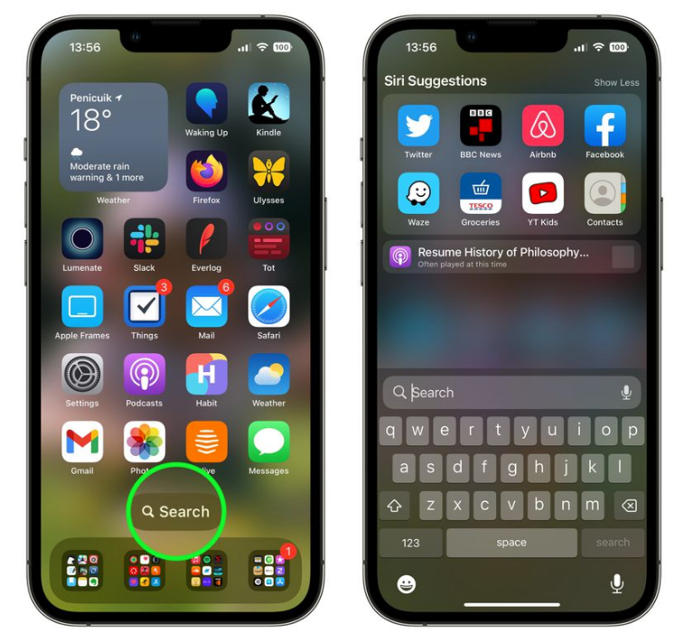 永川苹果手机维修分享升级到 iOS 16 后，如何删除主屏幕上的搜索按钮 