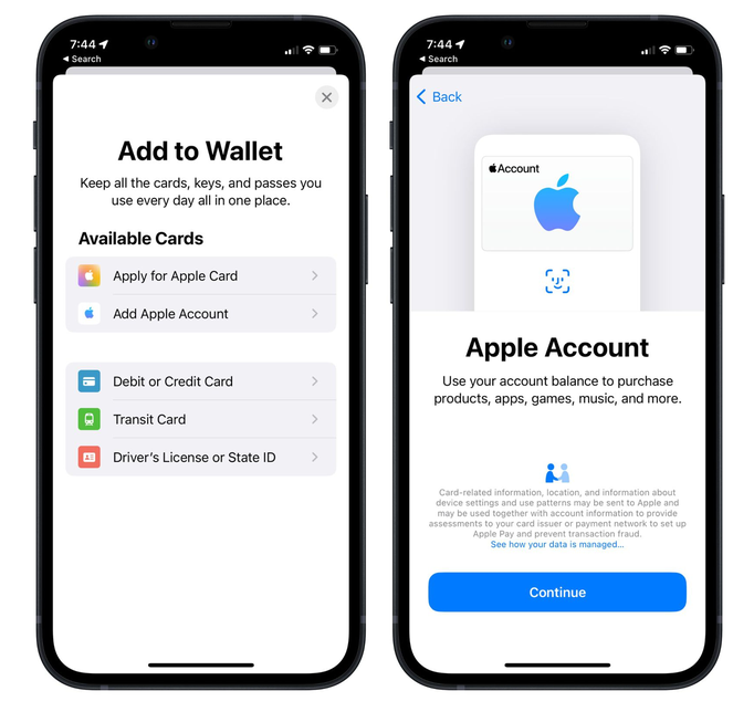 永川苹果手机维修分享iOS 15.5钱包App如何添加 Apple 账户 