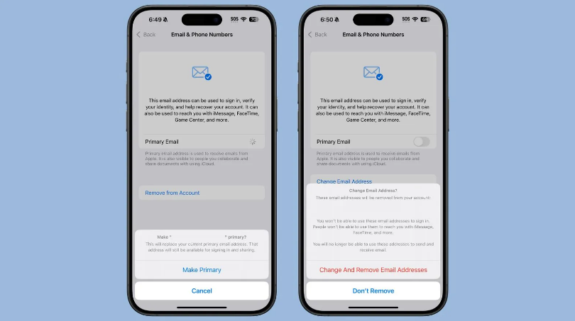 永川苹果手机维修分享苹果 iOS 18.1 支持设置“主要”邮箱地址并更改 iCloud 邮箱 